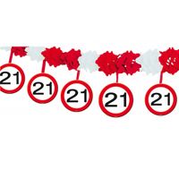 Verkeersborden verjaardag feest slingers 21 jaar van 4 meter - thumbnail