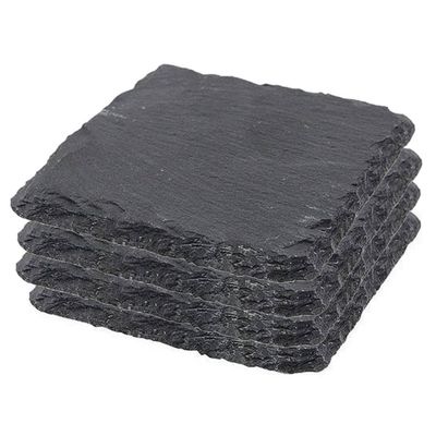 4x Leisteen kaarsenborden 10 x 10 cm - Glazenonderzetters 4x Leisteen kaarsenborden 10 x 10 cm - Glazenonderzetters