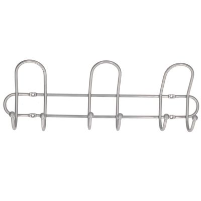 1x Luxe kapstokken / jashaken / wandstokken zilver metaal 3x dubbele brede haak 14 x 40 cm