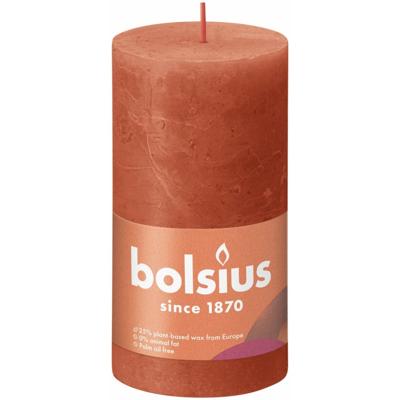 Bolsius stompkaars rustiek 13 x 6,8 cm aards oranje