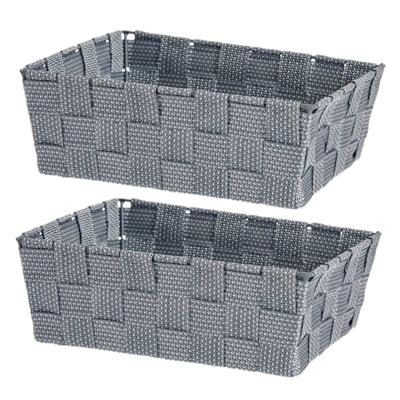 Kast/badkamer opbergmandjes - Set van 4x stuks - zilvergrijs - 24 x 20 x 8 cm - opbergmanden