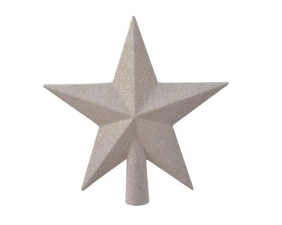 Piek plastic ster glitter l4 en h19 cm wit - Decoris