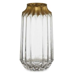 Bloemenvaas - luxe decoratie glas - transparant/goud - 13 x 23 cm