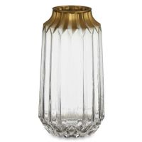 Bloemenvaas - luxe decoratie glas - transparant/goud - 13 x 23 cm