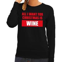 Foute kersttrui - sweater - All I Want For Christmas Is Wine - zwart - dames