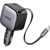 UGREEN EC602 60W Car Charger 2C1A Autolader 60 W USB-C bus, USB-C stekker, USB-A-bus Grijs Auto, Vrachtwagen Opwikkelbare USB-C-kabel