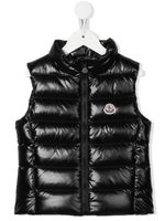 Moncler Enfant gilet matelassé à patch logo - Noir