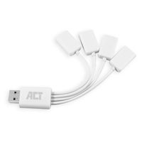 ACT AC6210 USB Hub 2.0 | 4x USB-A | Flexibel | Wit | 8 cm - thumbnail