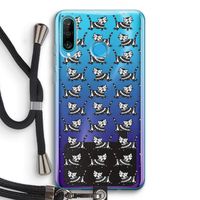 Zwarte poes: Huawei P30 Lite Transparant Hoesje met koord