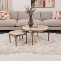 Light & Living Salontafel 'Lapaz' Set van 2 stuks, kleur Antiek Brons/Taupe