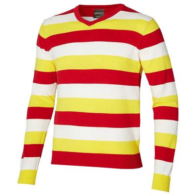Carnaval verkleed trui Oeteldonk - v-hals - rood/wit/geel gestreept - dames / heren - Den Bosch