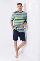 Hajo heren shortama groen blauw gestreept