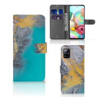 Samsung Galaxy A71 Bookcase Marble Blue Gold