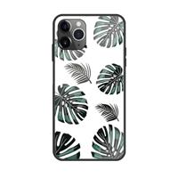 Voor iPhone 11 kleurrijke geschilderde glazen kast (bananenblad)