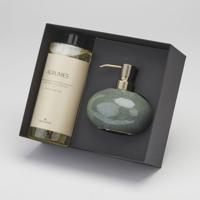 Aquanova Geschenkdoos - Ugo zeepdispenser - Forest (legergroen) en Paris navulling vloeibare zeep - Agrumes GIFTUGODIS269-AGR