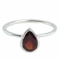 Edelsteen Ring Granaat - 925 Zilver - Peervorm (Maat 17) - thumbnail