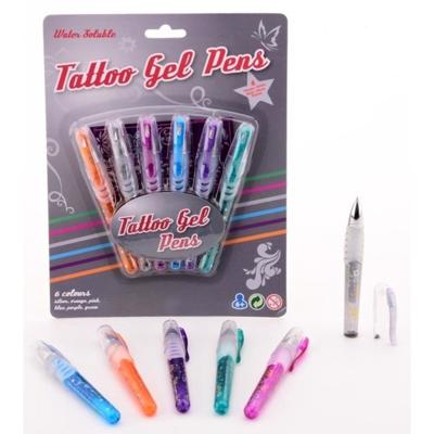 Tattoo glittergel pennen met sjablonen - Speelgoed - 6 pennen/stiften - kinderen