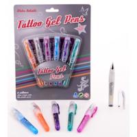 Tattoo glittergel pennen met sjablonen - Speelgoed - 6 pennen/stiften - kinderen