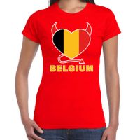 Belgium hart supporter t-shirt rood EK/ WK voor dames Belgium hart supporter t-shirt rood EK/ WK voor dames