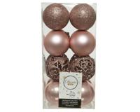 Decoris Kerstballenset Kunststof Mix 16 Delig Dia6cm Poeder Rose - thumbnail