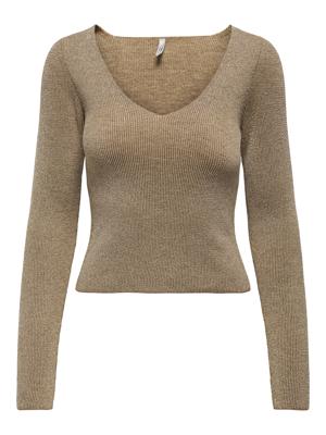Only Onlninna Ls Glitter Reversible Cs Knt 15343294 Trui Cartouche Melange/pale Gold