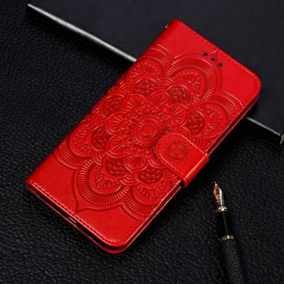 Mandala reliëf patroon horizontale Flip lederen case voor iPhone 11 Pro met houder & kaartsleuven & portemonnee & foto frame & Lanyard (rood)