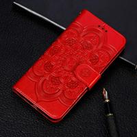 Mandala reliëf patroon horizontale Flip lederen case voor iPhone 11 Pro met houder & kaartsleuven & portemonnee & foto frame & Lanyard (rood)
