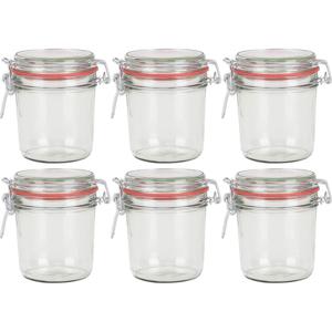 Weckpot/inmaakpot - 6x - glas - 400 ml - met beugelsluiting - transparant