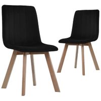 vidaXL Eetkamerstoelen 2 st fluweel zwart - thumbnail