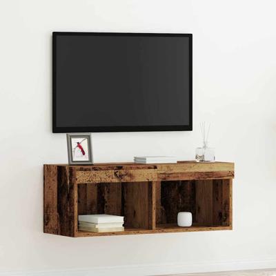 TV-kast Wandgemonteerd Oud hout 80 x 30 x 30 cm Bewerkt hout