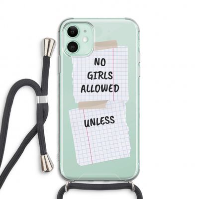 No Girls Allowed Unless: iPhone 11 Transparant Hoesje met koord