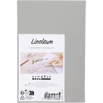 Creativ Company Linoleum, afm 10x15 cm, dikte 3 mm, grijs, 2 stuk/ 1 doos