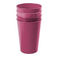 Onbreekbare drinkglazen - set 4x stuks - kunststof - fuchsia roze - 300 ml - camping/outdoor/kindere - thumbnail