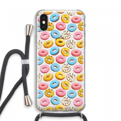 Pink donuts: iPhone XS Max Transparant Hoesje met koord