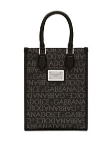 Dolce & Gabbana sac à main en coton à logo en jacquard - Noir