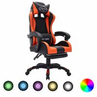 vidaXL Racestoel met RGB LED-verlichting kunstleer oranje en zwart - thumbnail