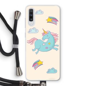 Vliegende eenhoorn: Samsung Galaxy A70 Transparant Hoesje met koord