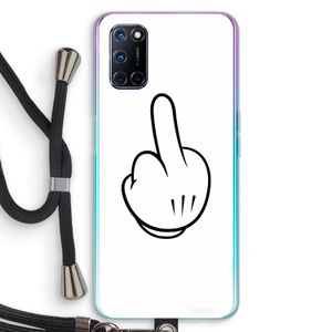 Middle finger white: Oppo A52 Transparant Hoesje met koord