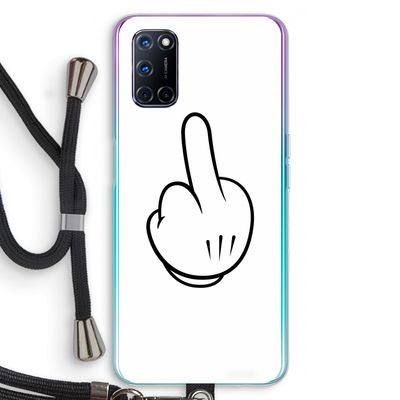 Middle finger white: Oppo A52 Transparant Hoesje met koord