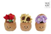 Take Me Home plant pluche bloemenmand 3ass kleur 18 cm