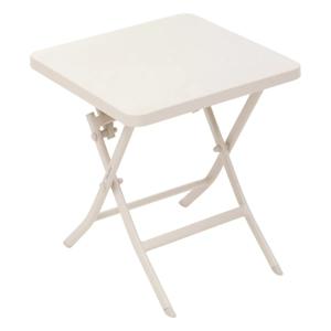 Bijzettafel/tuin tafel Oase - metaal - wit - 40 x 40 x 45 cm - voor buiten - inklapbaar