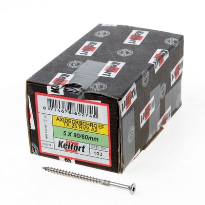 Vlonderschroef platverzonken kop RVS A2 T25 5.0 x 90/60mm Vlonderschroef platverzonken kop RVS A2 T25 5.0 x 90/60mm