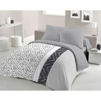 ETHNO microvezel dekbedset - 1 dekbedovertrek 240 x 260 cm + 2 kussenslopen 63 x 63 cm - Grijs