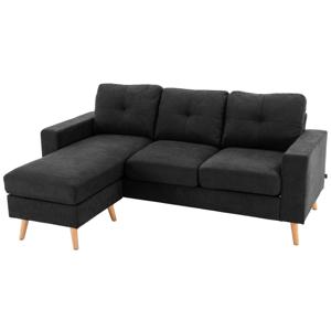 HOMCOM 3-zits hoekbank, linnenlook, omkeerbare chaise longue, 193x136x85 cm, zwart