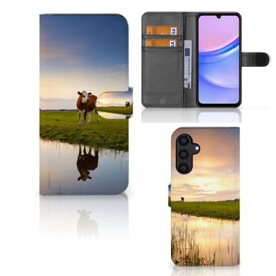 Samsung Galaxy A15 | Telefoonhoesje | Met pasjeshouder | Koe