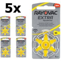 30 Stuks (5 Blister a 6st) Rayovac Extra 10MF Hg 0% Gehoorapparaat batterijen 1.45V - thumbnail