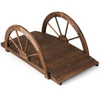 Vijverbrug Tuinbrug Houten Brug met Dubbele Halfronde Leuningen Decoratieve Brug van Dennenhout 101 x 48,5 x 38 cm Bruin