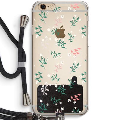 Small white flowers: iPhone 6 / 6S Transparant Hoesje met koord