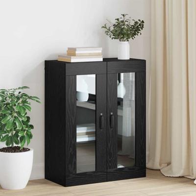 Hangende Wandkast Zwart 69.5 x 34 x 90 cm Bewerkt hout