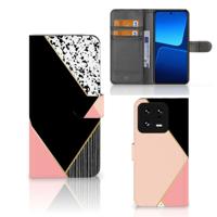 Xiaomi 13 Pro | Book Case | Zwart Roze Vormen